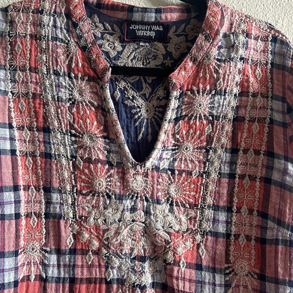 Johnny Was Red and Blue Embroidered Blouse - Picture 7 of 11
